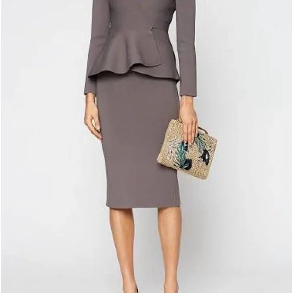 Scanlan Theodore Crepe Knit - Olive Gray Wrap Blazer - Picture 2 of 3